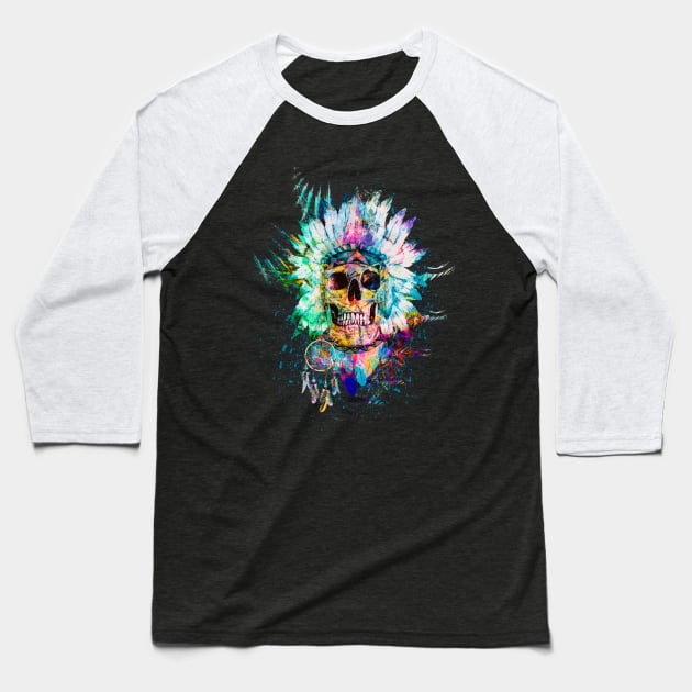 Skull Wild Spirit Baseball T-Shirt by rizapeker